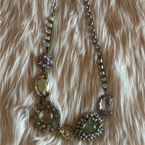 Betsey Johnson Gold and Purple Crystal Necklace